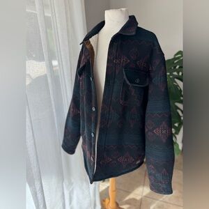 JACHS‎ New York Sherpa-Lined Southwestern Shirt Jacket L